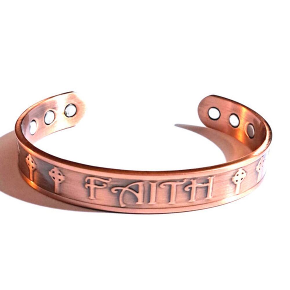 New solid copper magnetic cuff "FAITH"